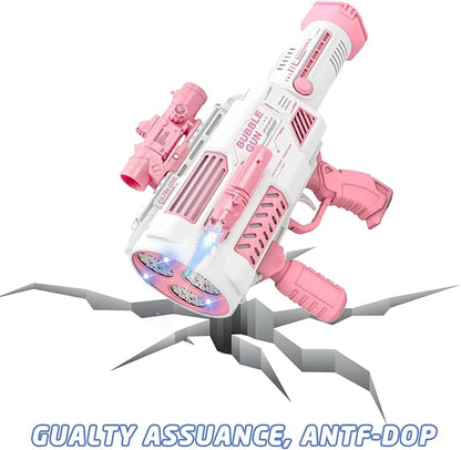 Automatic Gatling Bubble Gun with 2 Rechargeable Batteries, Produces Tens of Thousands Bubbles/Min, Includes Sight & Flashlight, ABS Drop-Tested, Bubble Machine Toy for Kids Adults Party Wedding