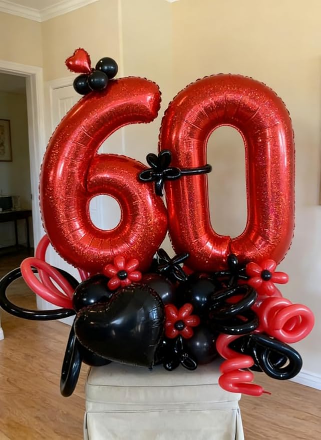 Laser Red 3 Balloon, Number Balloons 40 Inch, 3rd Birthday Decorations for Kids Girls Women Party Supplies for Party Decorations, Number 3 Balloon