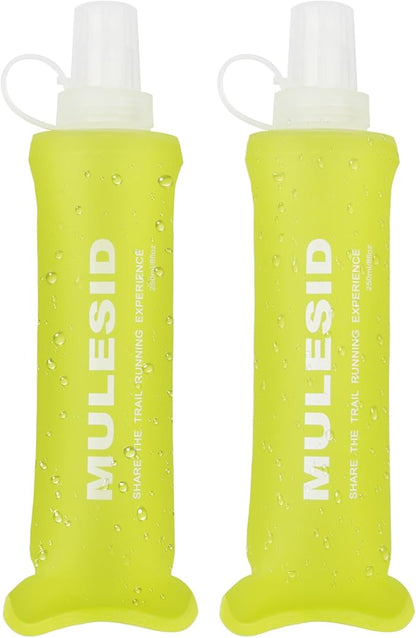 Soft Flask Running Bottles Collapsible Water Bottle Foldable for Traveling Running Vest Collapse Hydration TPU 250ml for Runner(250ml-Pack of 2)