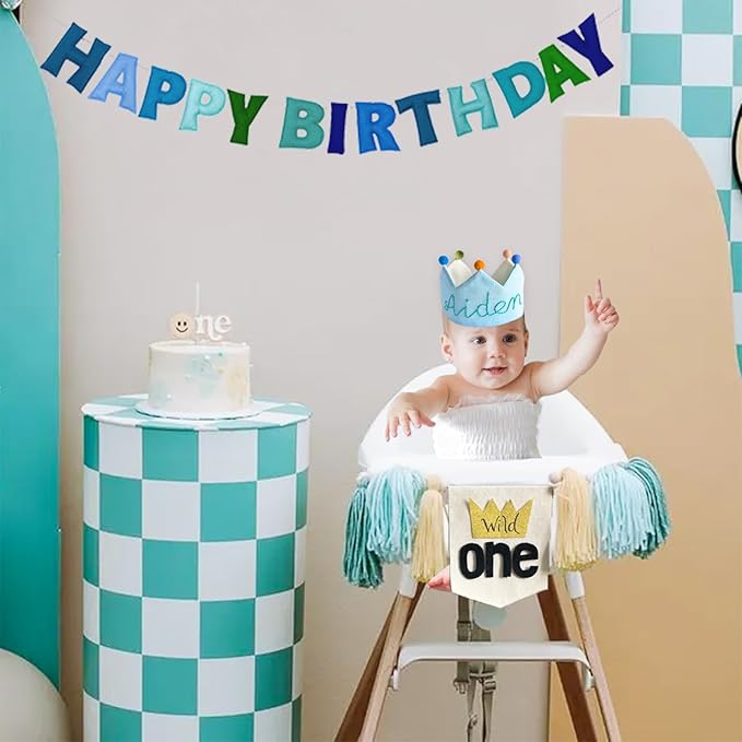 Personalized Hand Embroidered Crown for Baby and Kid Birthdays, Custom Baby Birthday Hat, Fit All Ages