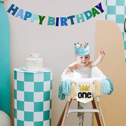 Personalized Hand Embroidered Crown for Baby and Kid Birthdays, Custom Baby Birthday Hat, Fit All Ages