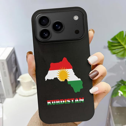 Kurdistan Kurdish Kurds Flag Map Case Compatible with iPhone 17 Pro Drop Protection Shockproof Anti Fingerprint Funny Novelty Phone Cover Slim Fit Silicone Black