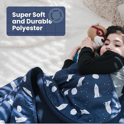 Toddler Nap Mat with Removable Pillow and Blanket (21" x 48") - Soft Sleep Mats for Kids, Daycare, Preschool, Travel - Machine Washable Roll Up Sleeping Bag - Nap Mat by Zunee