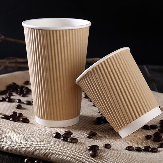 Ripple Paper Cups 8 oz 500 Pack for Coffee & Tea | Bulk 500 Count for Home, Office, Restaurants & Coffee Shops | Recyclable, Insulated, & Disposable 8 Ounce To-Go Cups for Hot Beverages