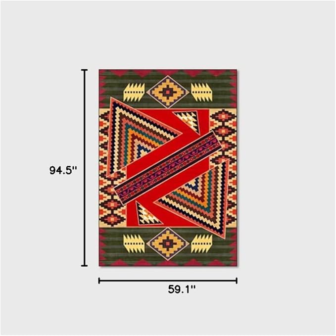 Vintage Boho Area Rugs Multicolor Ethnic Style Geometric Splicing Carpets Bedroom Living Room Kitchen Floor Mats Indoor Outdoor Non-Shedding Runner Rug Home Décor Carpet 5' X 8'