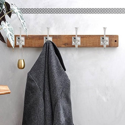 2 Pack Decorative Heavy Duty Towel Hooks for Hanging Robe Double Polished Chrome Coat Hooks Wall Mounted with Screws for Key, Towel, Bags, Cup, Hat