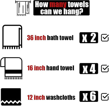 JQK Double Towel Bar Black, 39 Inch 304 Stainless Steel Thicken 1mm Towel Rack for Bathroom, Bath Towel Holder Matte Black Wall Mount, Useable Length 36 Inch, TB100L36-PB