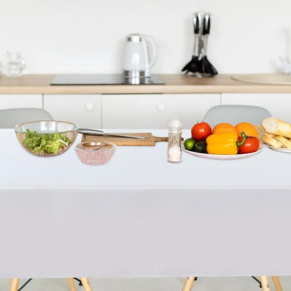 sancua 10 Pack White Tablecloth 60 x 120 Inch, Rectangle Table Cloth for 8 Feet Tables - Stain and Wrinkle Resistant Washable Polyester Table Cover for Dining Tables, Buffet Parties and Camping