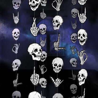Cheerland Halloween Garland Skull Party Decorations Skeleton Finger for College Banner Spooky Garlands Adult Skeleton Birthday Party Decoration Haunted House Streamers Hanging Teen Dorm Decor 6 Pcs