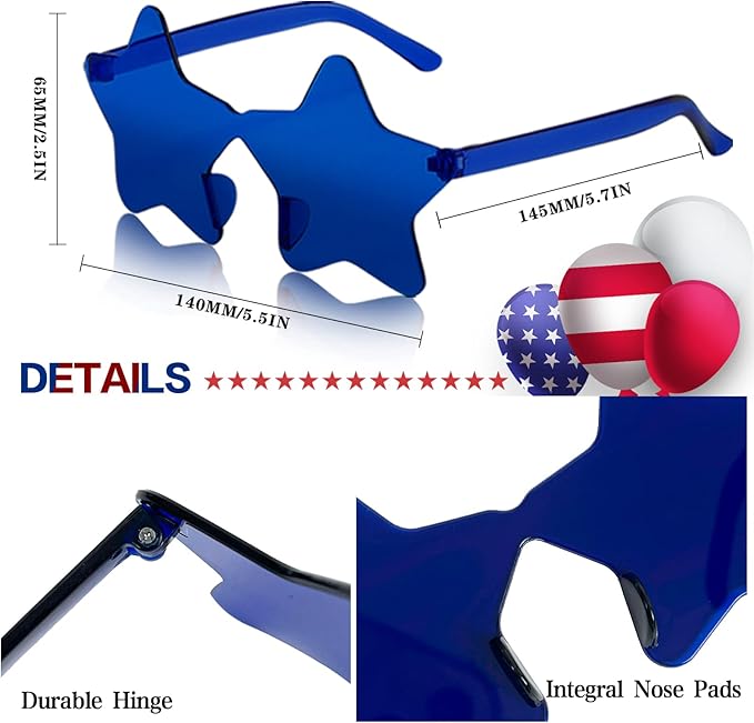 12/24 Pack Rimless Star Sunglasses for Women Men, Fun Pentagram Glasses Colorful Sunglasses Party Favors Set