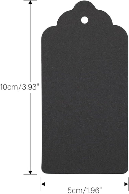 Kraft Paper Tags, 2'' x 4'' Paper Gift Tags with Twine for Arts and Crafts, Wedding Christmas Thanksgiving and Holiday-100PCS (Black)