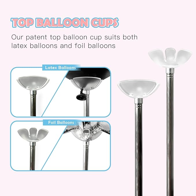 YALLOVE Balloon Column Stand, Set of 2 Balloon Stands for Gender Reveal Party Decoration (Include Balloons)
