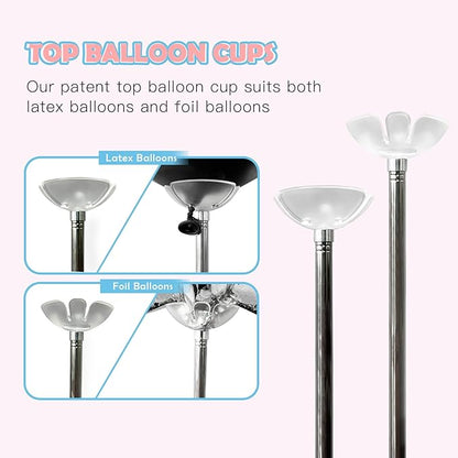 YALLOVE Balloon Column Stand, Set of 2 Balloon Stands for Gender Reveal Party Decoration (Include Balloons)