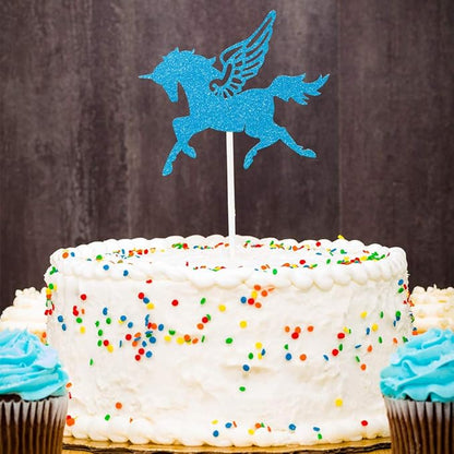 Restaurantware Top Cake 6 X 4.3 Inch Cake Toppers 100 Sturdy Cake Topper Inserts - Unicorn Design With Glitter Detail Blue Paper Cake Decoration For Birthdays Baby Showers And Weddings