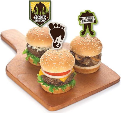 Big Dot of Happiness Sasquatch Crossing - Dessert Cupcake Toppers - Bigfoot Party or Birthday Party Clear Treat Picks - Set of 24