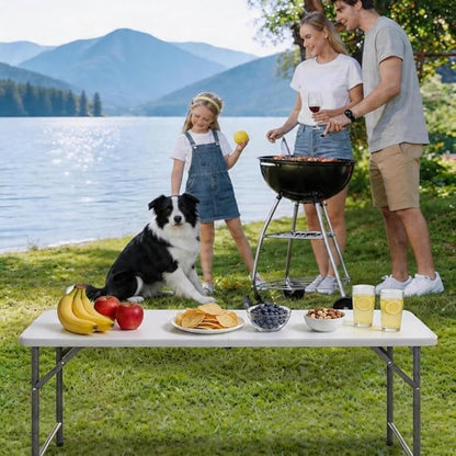 YITAHOME 6FT Folding Table, Outdoor Folding Table w/Heavy Duty HDPE Tabletop, Rectangle Folding Tables w/Portable Carrying Handle for Picnic, Parties, Camping & Indoor Activities, White
