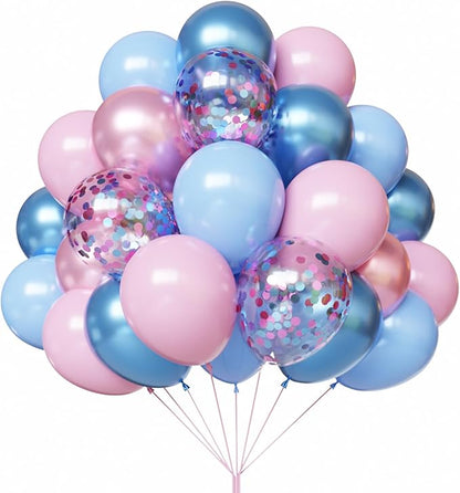 YMSZ Pink and Blue Balloons, 67 12 Inch Gender Reveal Balloons for Boy or Girl Gender Reveal Decorations Birthday Party Baby Shower Anniversary Decoration