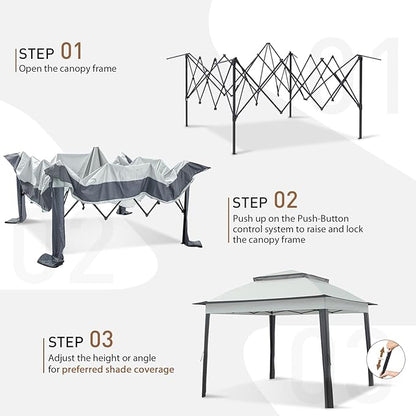COOS BAY 11x11 Pop Up Gazebo with Mesh Netting, Instant Outdoor Canopy Tent, Water Resistant Shelter with UPF 50+ UV Protection, 121 Sq Ft Coverage, Gray