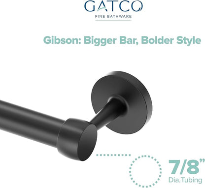 Gatco 5211MX Gibson Towel Bar | Retro Modern Wall-Mounted Bathroom Towel Bar | Stylish Decorative Hardware, Heavy Duty Metal, EZ Ancor Mounting | Matte Black Finish