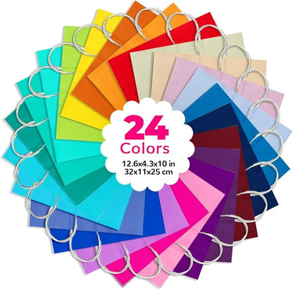 qiqee 24 Colors Large Gift Bag with Handles Bulk 24PCS Paper Party Bags 13"x4.5"x10" Multiple Uses (32x11x25cm,Wide Large)