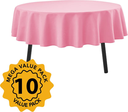 10-Pack Pink Round Tablecloths, 90 Inches, Stain-Resistant Polyester for 4-5 Ft Round Tables - Washable Table Covers for Weddings, Banquets, Birthday Parties, Events