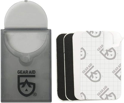 GEAR AID Tenacious Tape Mini Patches with Peel-and-Stick Adhesive to Fix Holes and Tears in Winter Gear, Down Puffer Jackets, Sleeping Bags, Tents, and Rain Gear, Black and Clear, 2 Pack