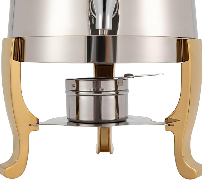 13L/3.43Gal Beverage Dispenser, Stainless Steel Hot Cold Drinks Urn with Fuel Stand, Thermal Tea Juice Milk Coffee Chafer Dispenser with Faucet for Parties Buffet Commercial Use (gold)
