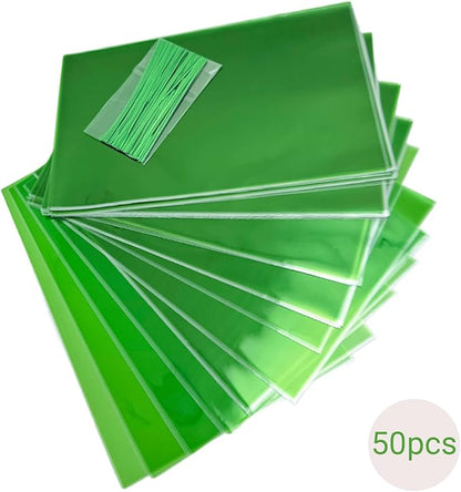 AimtoHome Cellophane Treat Bags Green, 9x6 inches, 50 Pack with Ties,Small Party Favors bags for Cookie Candy Popcorn