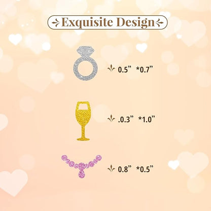 120pcs Pearls and Prosecco Bachelorette Confetti, Pearls and Prosecco Party Decoration, Silver Glitter Diamond Ring Table Scatter, Bridal Shower/Wedding Party Decoration