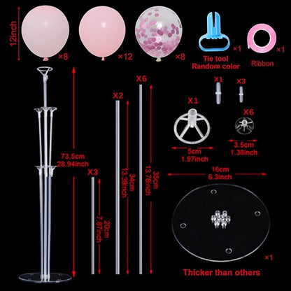 4 Sets Balloon Stand Kits, Balloon Sticks Holder with Base for Table Light Pink Party Decorations for girl Birthday Wedding Graduation Party Gender Reveal Baby Shower Graduation Decorations 2026