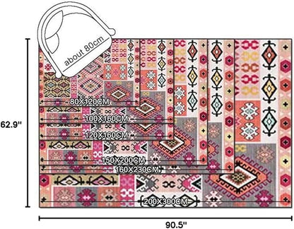 Vintage Boho Area Rugs Multicolor Ethnic Style Geometric Splicing Carpets Bedroom Living Room Kitchen Floor Mats Indoor Outdoor Non-Shedding Runner Rug Home Décor Carpet 5.2' X 7.5'