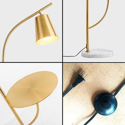 Hsyile Lighting KU300214 Creative Bedroom & Living Room Floor Lamp with a Table,Office and Reading Light - E26 Base - Brushed Antique Brass Finish