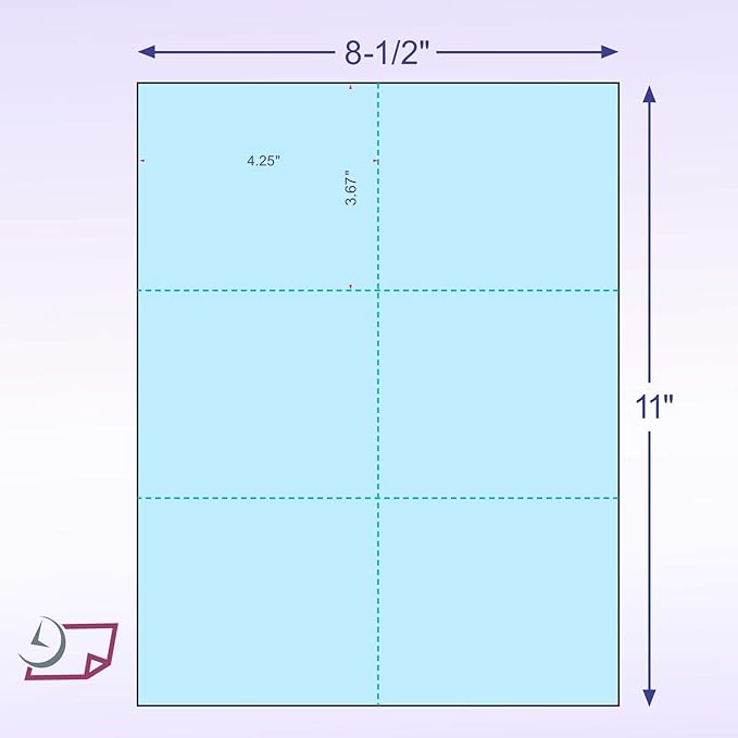 NextDayLabels - Laser Printer Blank Perforated 6 Cards per Page: Registration, Flower Delivery, Inventory Tags, Wedding RSVP, Trip Tickets, Blue (1200 Cards)
