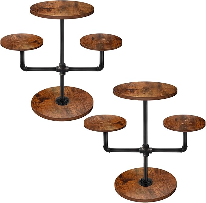 Cupcake Stand, 3 Tier Cupcake Tower Wood Cake Stand with Tiered Tray Stand 2 Pack Rustic Dessert Table Display Set Farmhouse Risers Display Stand Serving Trays for Party Farmers Market Decor