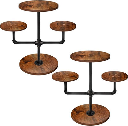 Cupcake Stand, 3 Tier Cupcake Tower Wood Cake Stand with Tiered Tray Stand 2 Pack Rustic Dessert Table Display Set Farmhouse Risers Display Stand Serving Trays for Party Farmers Market Decor