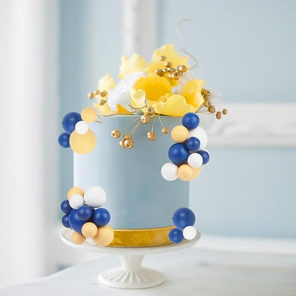 52 Pcs Ball Cake Decorations - Blue Yellow White Ball Dessert Picks Cake Cupcake Toppers, Birthday Party Baby Shower Gender Reveal Cake Supplies