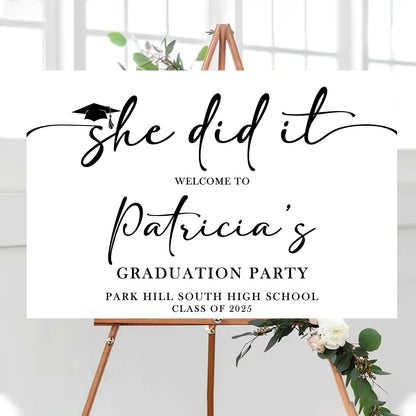 She Did It Graduation Party Welcome Sign, Graduation Party Decorations, Custom Graduation Party Sign, She Did It Graduation Sign, Modern Grad Welcome Sign, Grad Party Decorations, Grad Sign