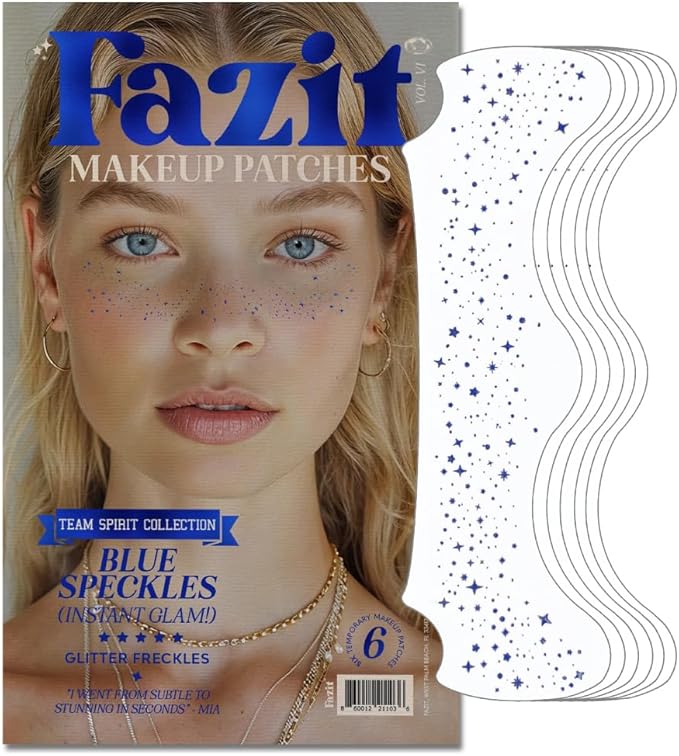 Fazit Makeup Patches - Blue Speckles - Glow Up Make-Up Patches - Cute Glitter Makeup Accessories for Women - Cosmetic Glitter for Face
