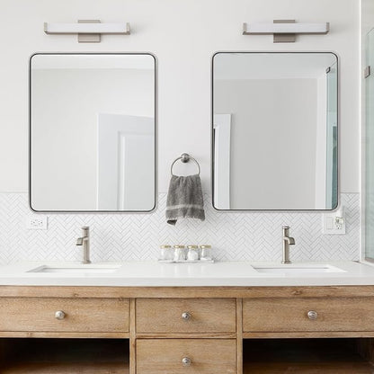 ANDY STAR 40x36 Inch Chrome Bathroom Mirror, Chrome Vanity Mirror for Wall, Rounded Rectangle Mirror, Anti-Rust SUS304, Seamless Tube Metal Frame, 1’’ Deep Wall Mounted Vertically/Horizontal