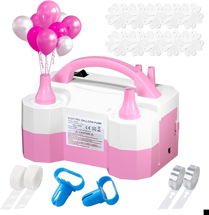 SINBEE Balloon Pump Electric Party Decorations - Electric Balloon Pump for Balloon Arch Kit, Portable Dual Nozzle Balloon Inflator