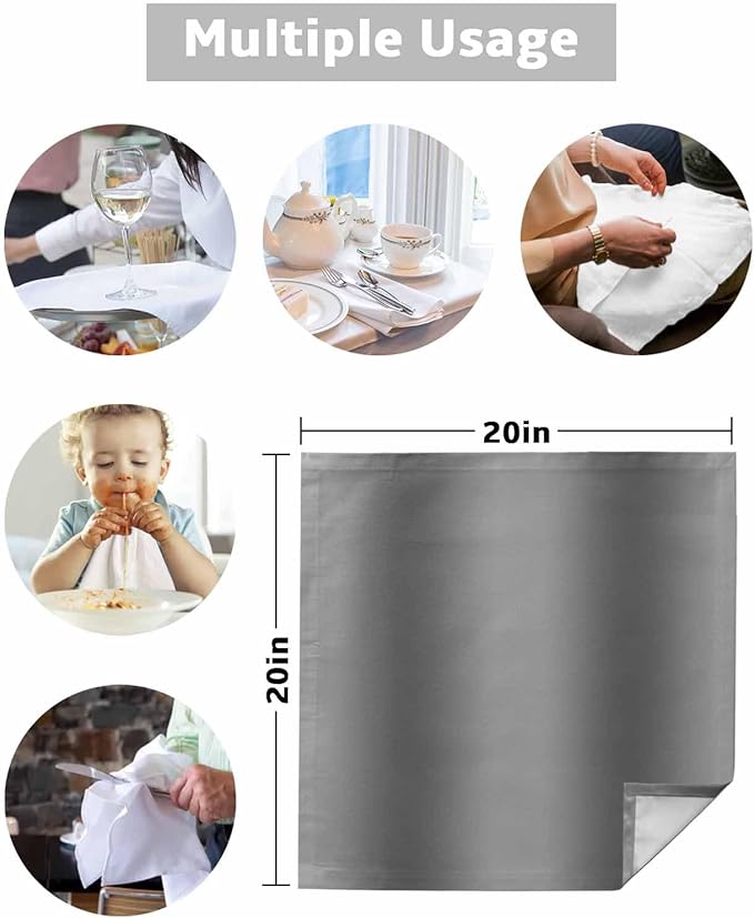 Gray Ombre Cloth Napkins Set of 4 Reusable Dinner Napkins, Modern Abstract Art Cocktail Napkin, Farmhouse Gradient Washable Table Napkins for Wedding/Holiday Party/Baby Shower 20"x20"