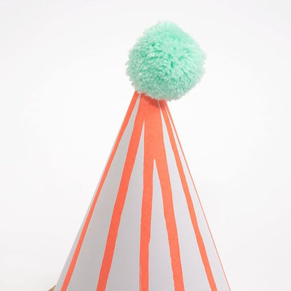 Meri Meri Birthday Party Hats, Pack of 8 Bright and Colorful Cone Birthday Hats for Kids & Adults, Cone Party Hats