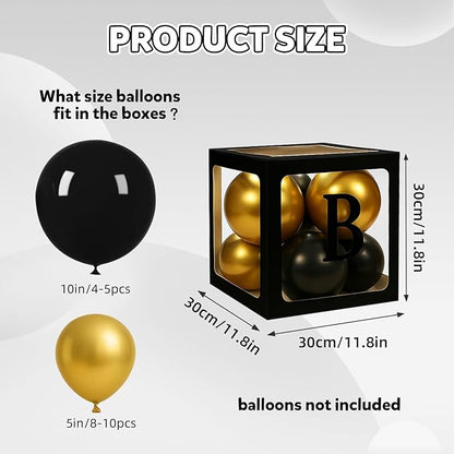 Voircoloria Prom Boxes Decorations With 78 Letters, 5 Black Boxes for Custom Prom Graduation Birthday Gender Reveal Party Decorative Blocks(5PCS, Black)