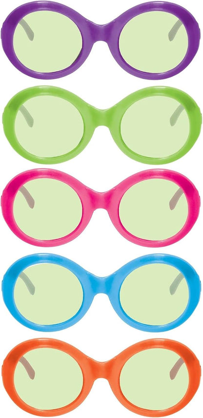 Groovy 70's Disco Party Glasses - Standard Size (Pack of 10) - Vintage Vivid Colors - Ideal for Retro-Themed Events & Costume Parties
