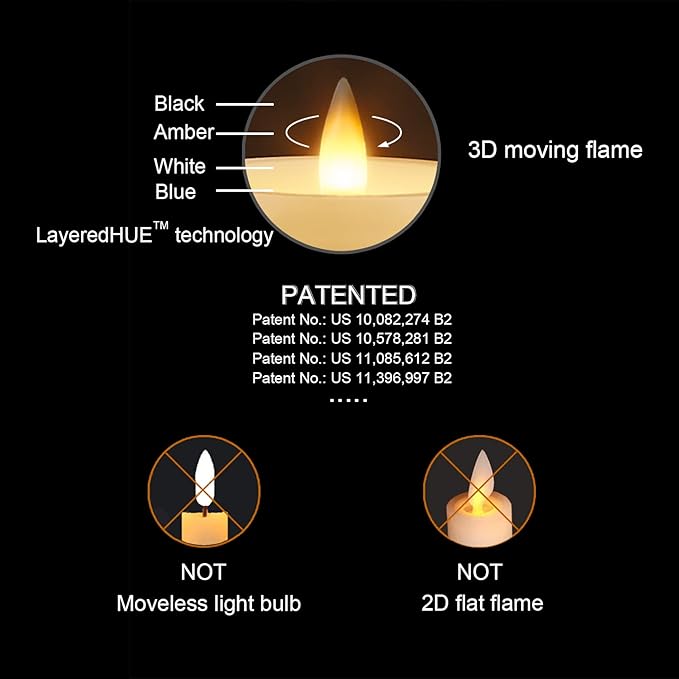 Flameless Taper Candles Flickering with Remote and Timer, 3D Moving Flame Taper Candle Battery Operated to 400 Hours, 9 Inch Window Candles, (Glitter Green)