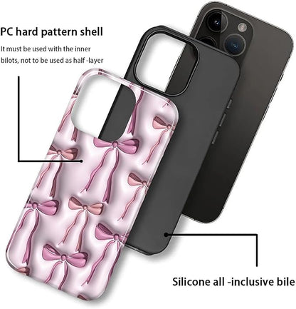 for iPhone 13 Pro Case,HL2 Abstract Ribbons Bows Hybrid 2 Layer Hard Shell Silicone Protective Pattern Design Case