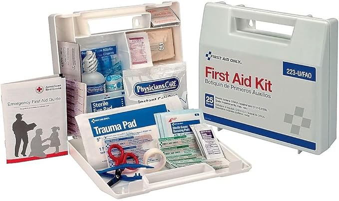 First Aid Only 223-U OSHA-Compliant First Aid Kit, All-Purpose 25-Person Emergency First Aid Kit for Business, Worksite, Home, and Vehicle, 106 Pieces