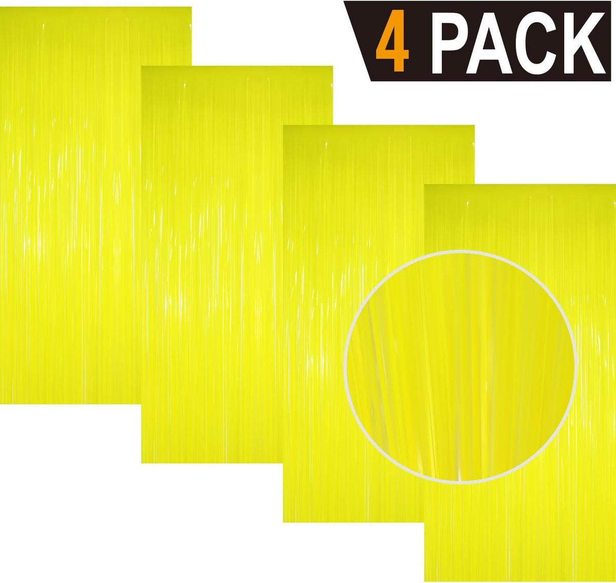 GOER 3.2 ft x 8.2 ft Metallic Tinsel Foil Fringe Curtains Party Photo Backdrop Party Streamers for Birthday,Graduation,New Year Eve Decorations Wedding Decor(4 Packs,Candy Lemon Yellow)