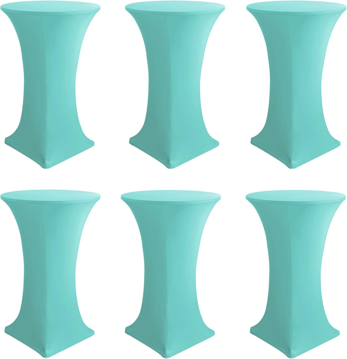 Cocktail Table Covers-Spandex Round High Top Table Cloths 6 Pack 32x43 Inch-Aqua Blue Stretch Fitted Bar Tall Tablecloth for Pub Bistro Highboy Party Banquet Height Folding Satnding Tables
