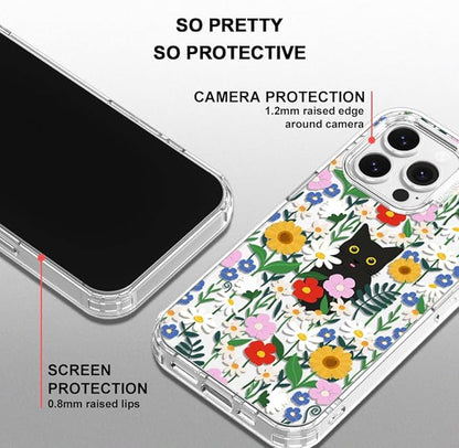 MOSNOVO Case for iPhone 13 Pro, [Buffertech 6.6ft Military-Grade Drop Protection] [Anti Peel Off Tech] Clear TPU Bumper Phone Case Cover Design - Black Cat in Garden